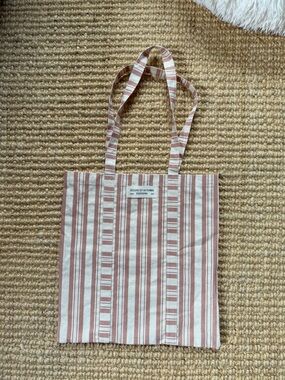 Sézane Striped Canvas Tote Bag in Ballet Pink